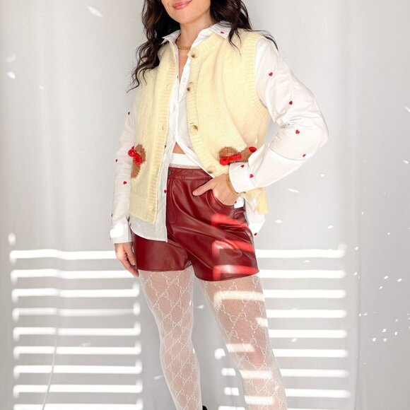 Sofie The Label | Teddy Bear Button Down Knit Vest | Cream - Picture 13 of 16